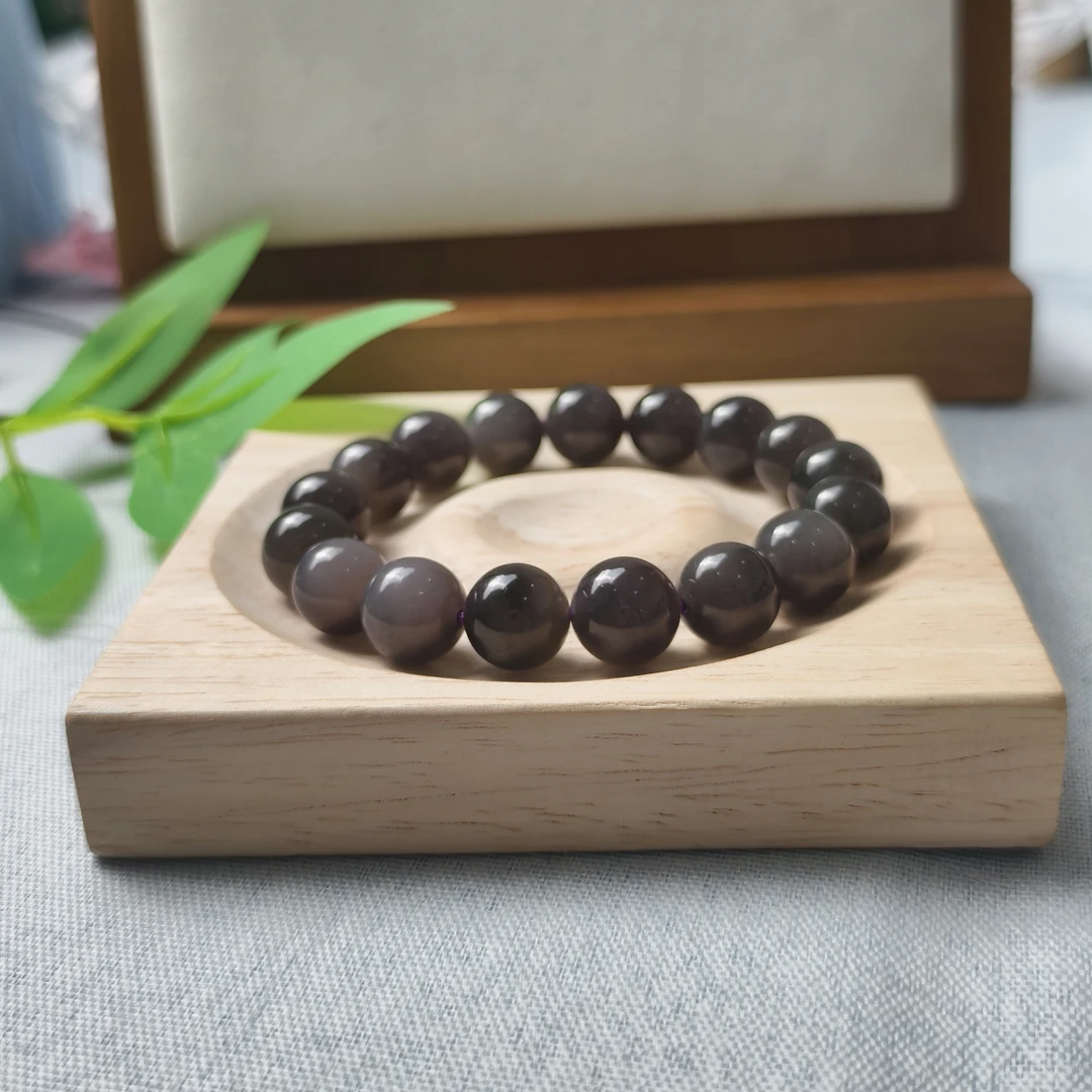 【马老师】约12mm和田玉烟紫单圈手串