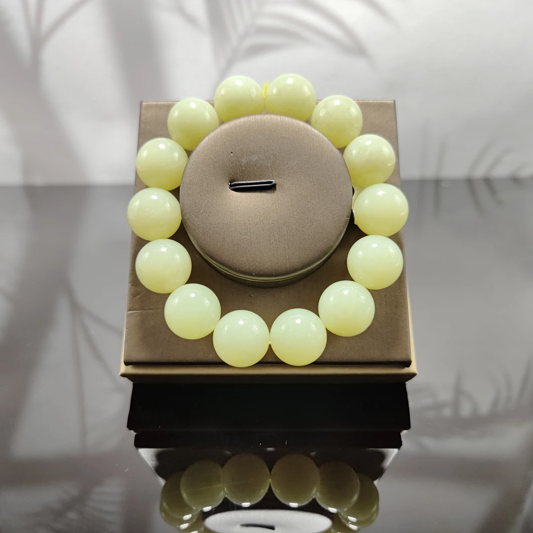 SSS和田玉黄口圆珠手串9999