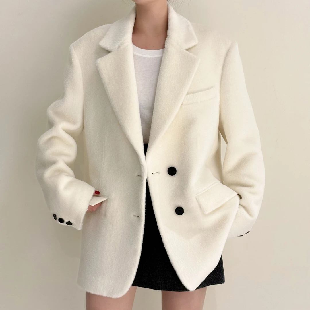 【塔鹿蕾】24年冬季新款毛呢外套韩系短款高级双面呢西装大衣301B