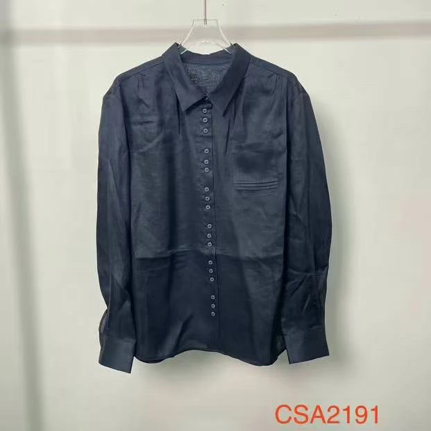 D50478女士夏季薄款透气七分袖纯色通勤休闲衬衫
