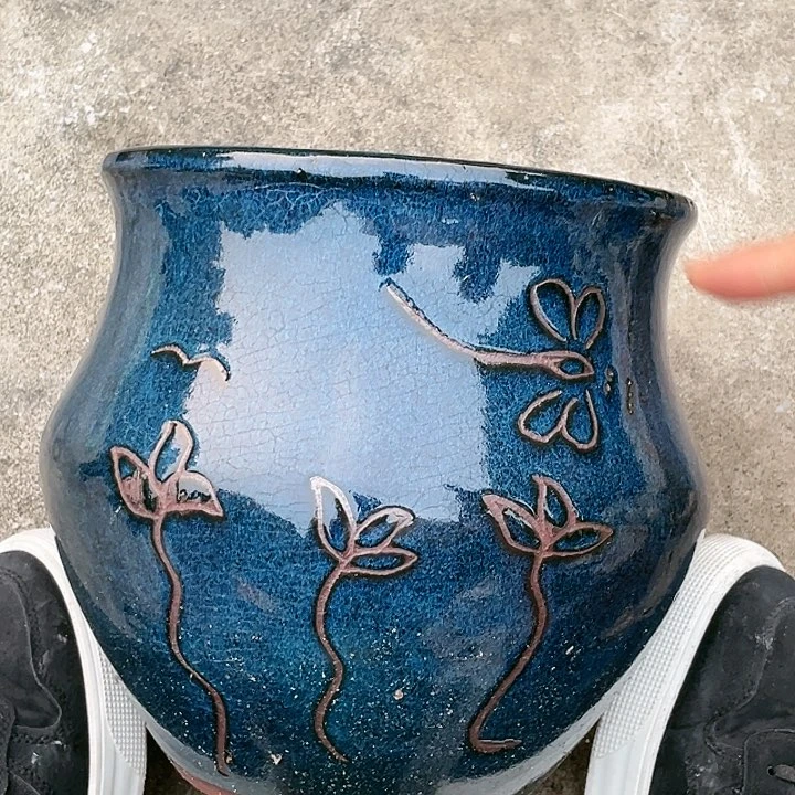 紫砂花盆瑕疵25.25huapen