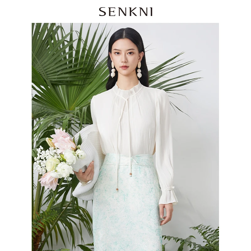 圣可尼花瓣领鎏光衬衫S321203OE