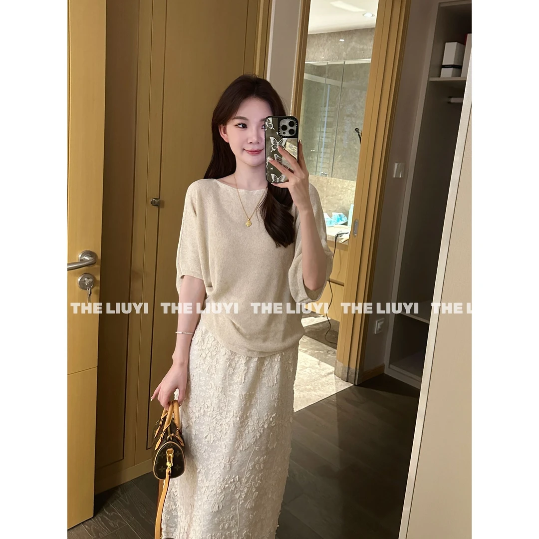 【LIUYI】优雅女神～天丝亚麻宽松针织上衣56186
