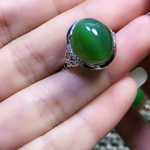 和田玉银S925镶嵌戒指