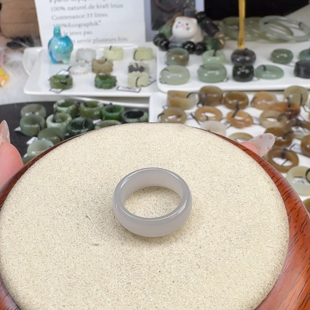 和田玉未镶嵌戒指O2烟紫泥鳅背16.1