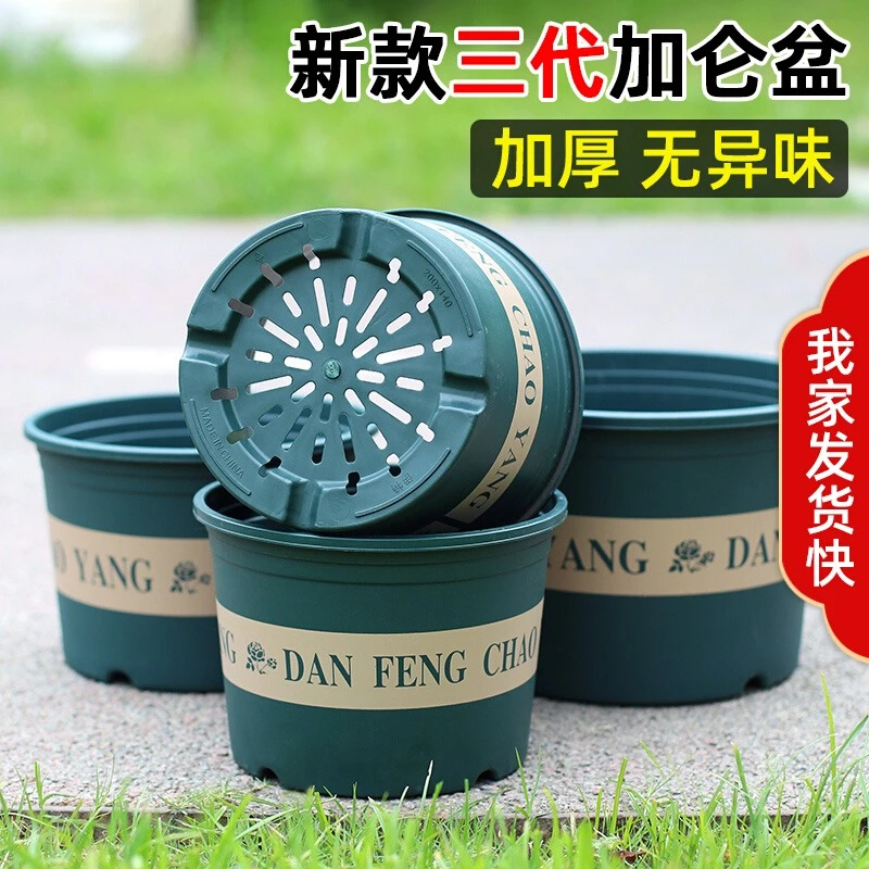 加厚新款三代矮胖加仑花盆塑料大号盆栽绿萝阳台郁金香花盆家用