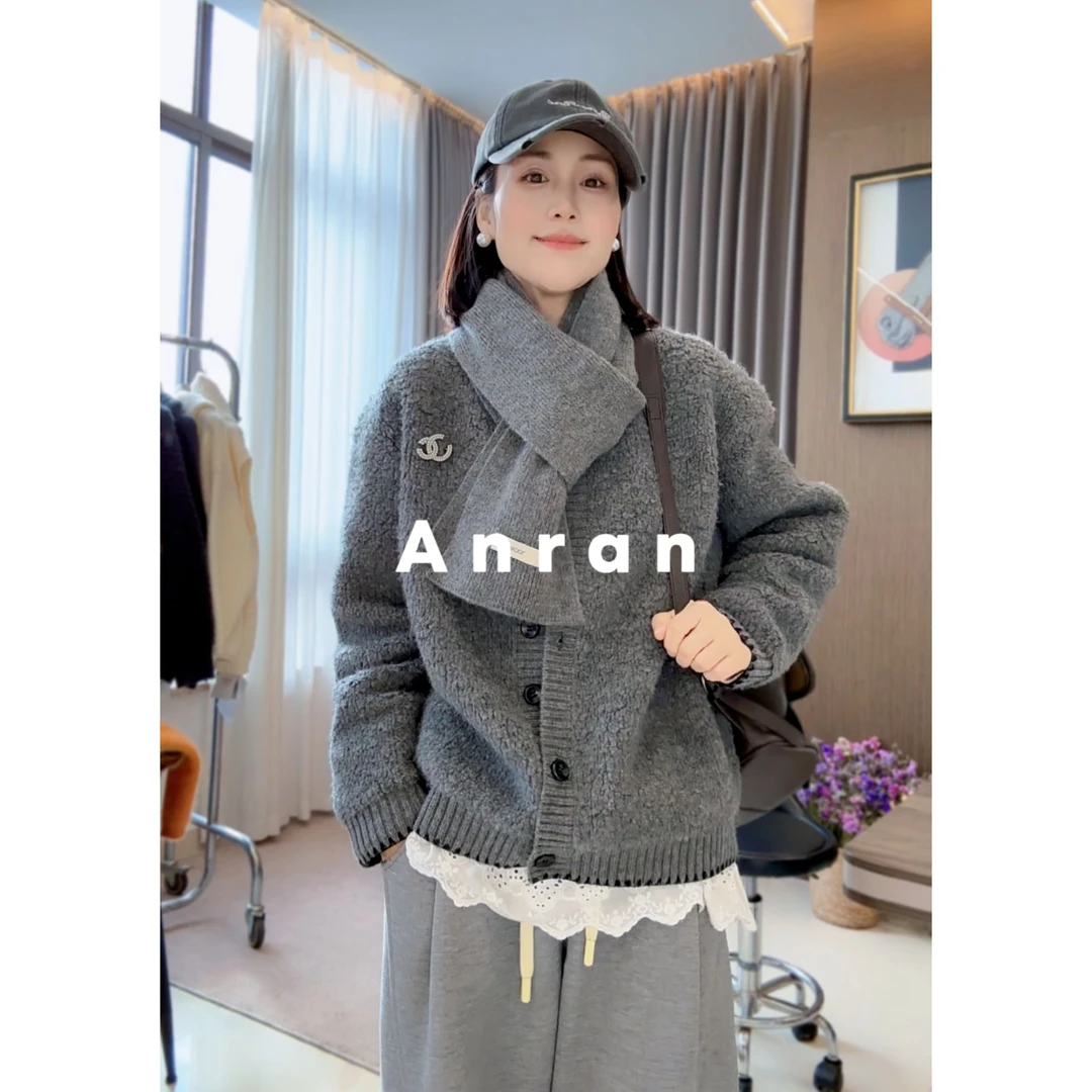 安然家 【羊毛围巾】纯羊毛时尚百搭简约保暖针织围巾 加长加厚5522