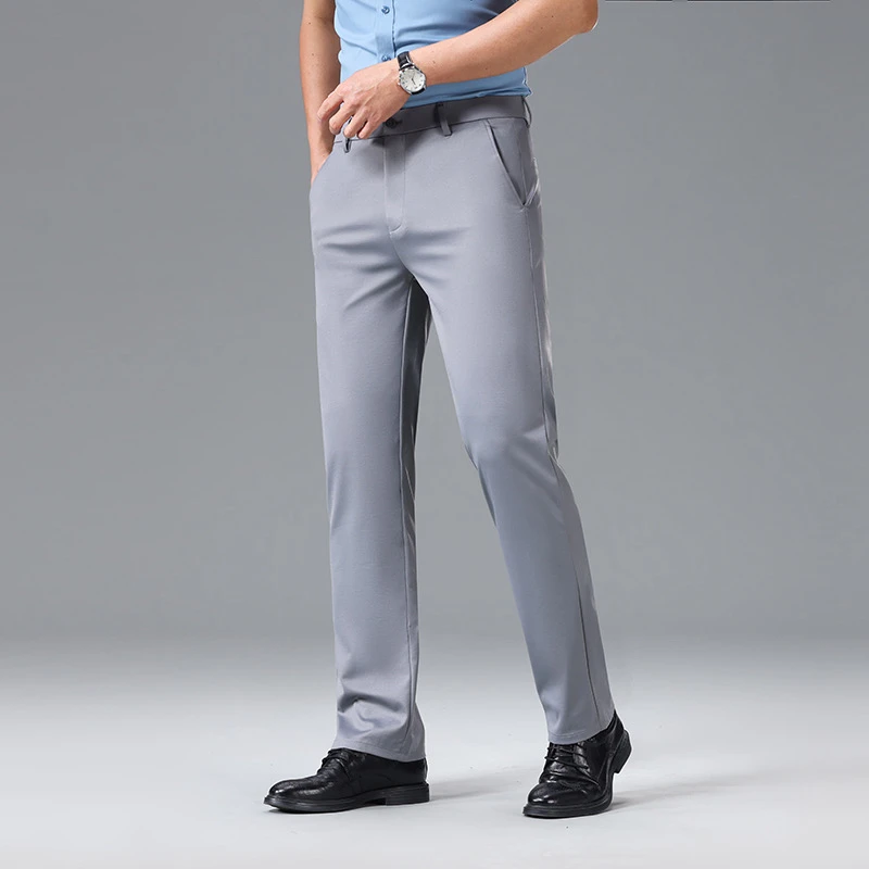 男士商务休闲西裤直筒裤商务会议通勤理想选择男士休闲裤直筒黑色