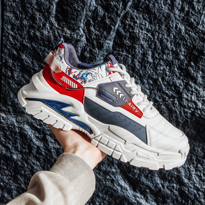 白蓝色低帮男款厚底增高青春潮流1127百搭学院系带港风时尚休闲鞋