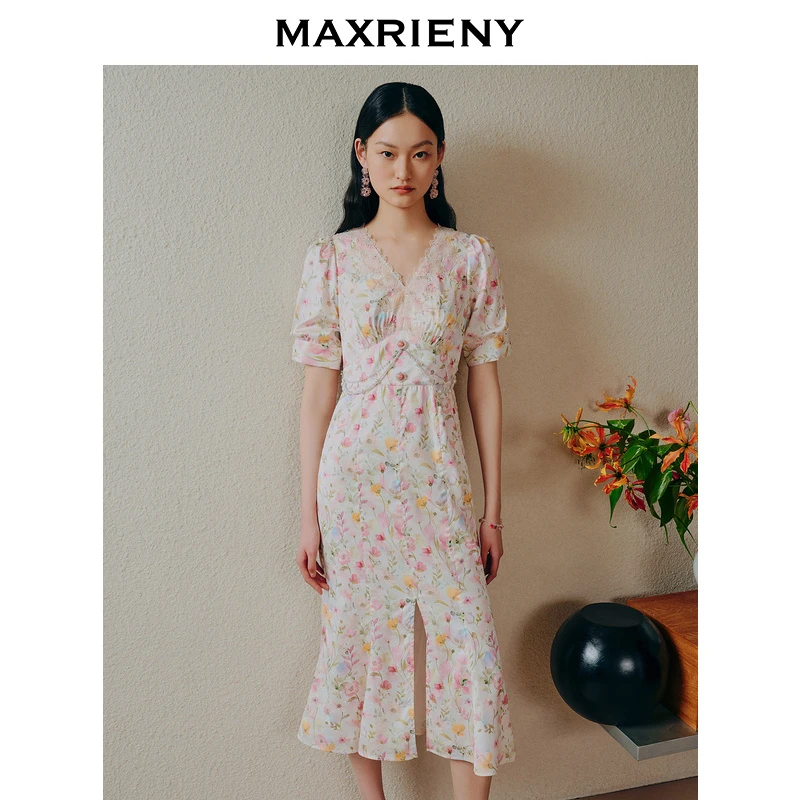 M485【赵老板专属】MAXRIENY连衣裙碎花裙子夏女装连衣裙气质