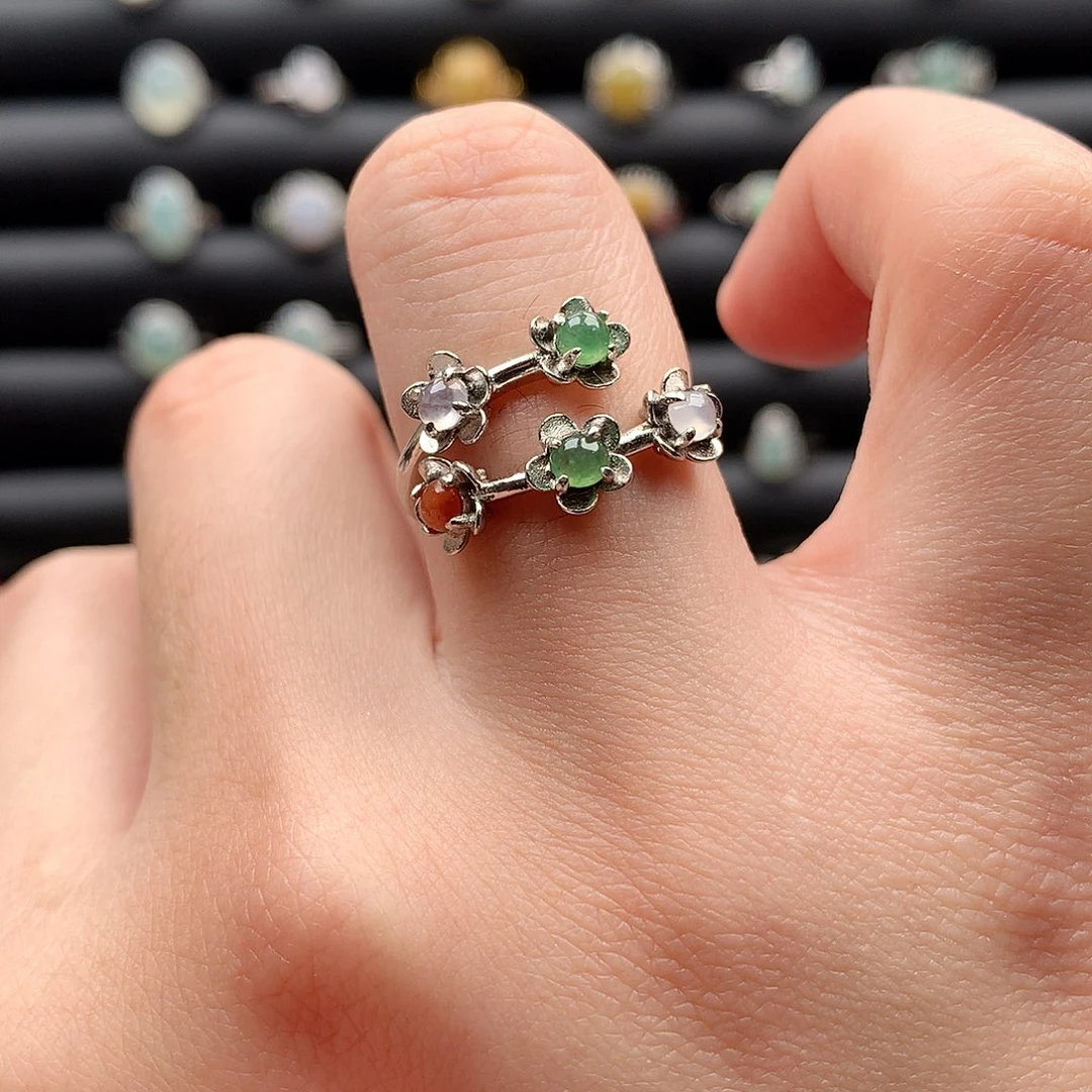 翡翠戒指银S925镶嵌0089