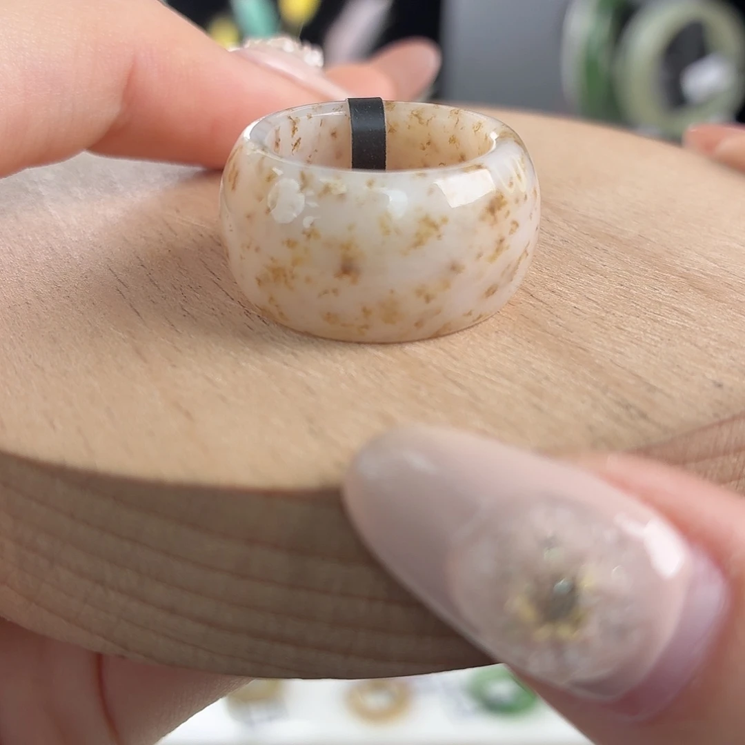 和田玉未镶嵌戒指P19桂花墩墩17.6不退换