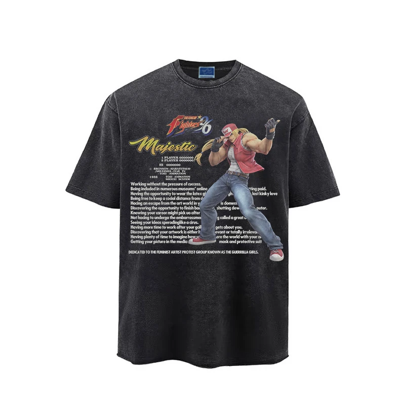 Young Guns拳皇特瑞Terry 美式复古高街水洗潮牌宽松百搭印花短袖