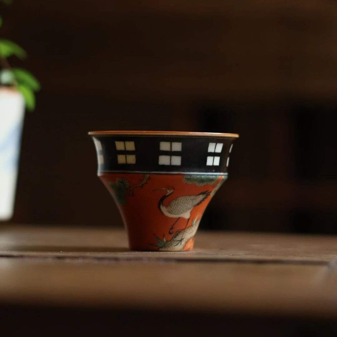 【直播专属】松鹤延年主人杯茶杯杯子手绘品茗杯茶具陶瓷（霖溪0098）