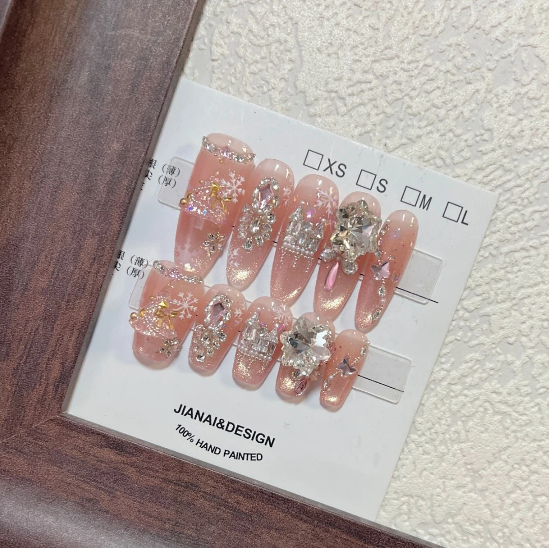 【圣诞六号】 短梯长梯/短椭圆长椭圆飞天纯手工穿戴甲  2550