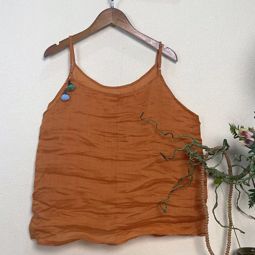 亚亚~新款苎麻纯色休闲百搭小板型吊带