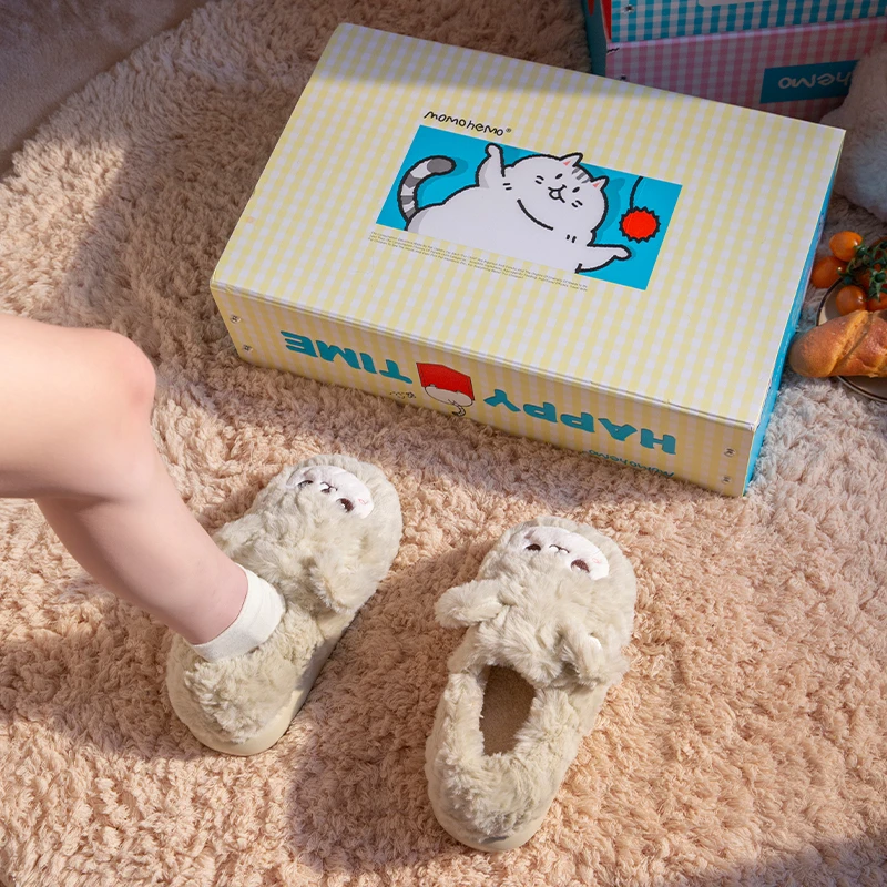 可爱卡通小羊棉拖鞋女士冬季加绒保暖厚底防滑包跟外穿毛毛拖鞋男