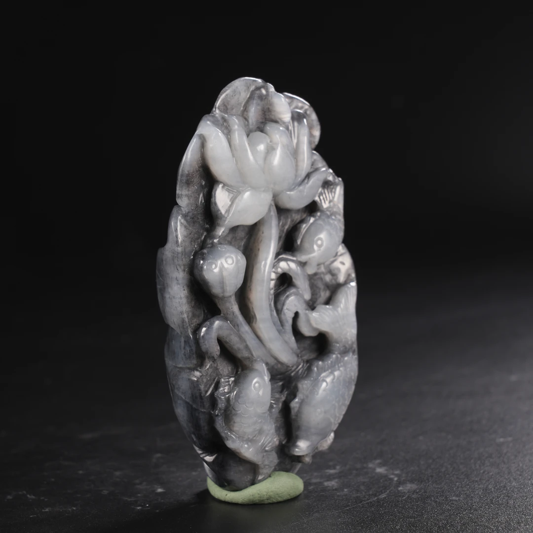 lot2老坑山料青花连年有余摆件