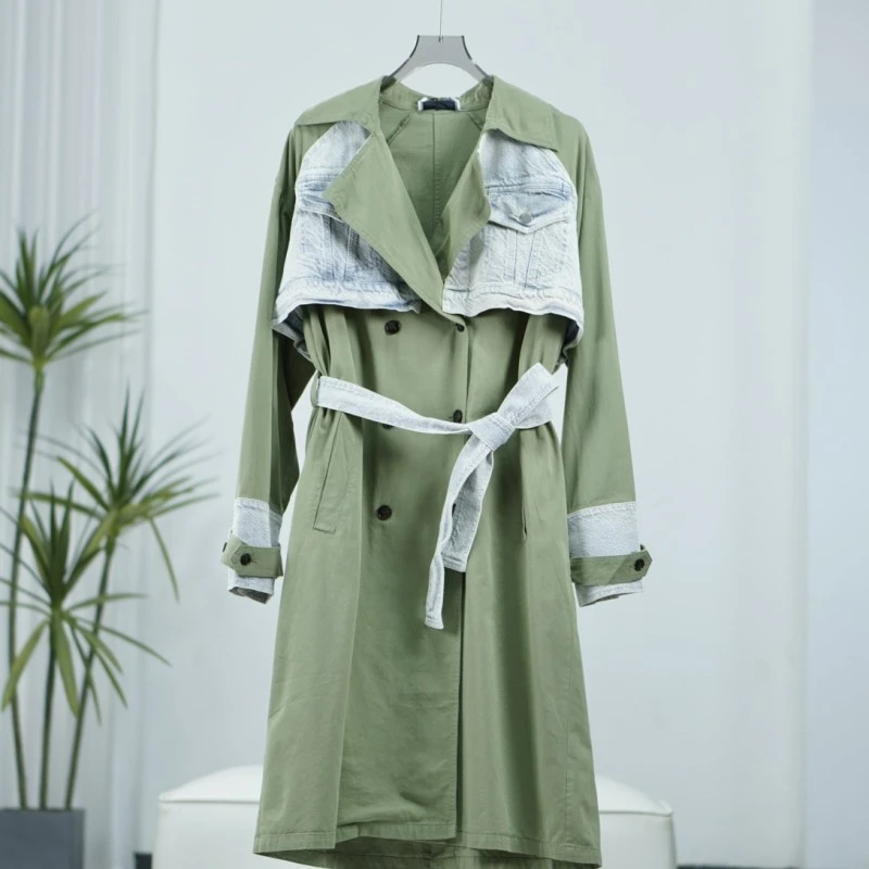 尚系列  E082-5  女装时尚撤柜长款风衣外套绿色SS00Y96