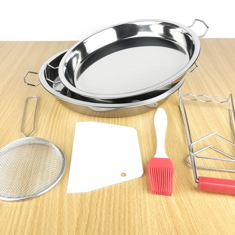 【凉皮盘+四件套】凉皮不锈钢面皮罗罗肠粉蒸盘加厚小龙虾盘