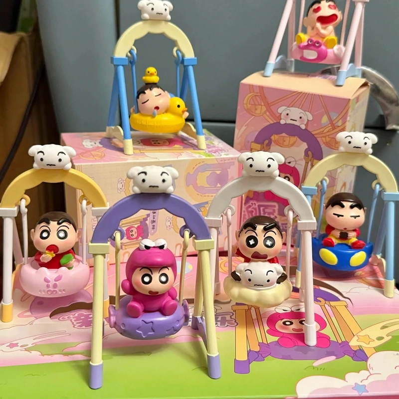 可爱蜡笔小新秋千小新摇摇乐礼盒生日礼物潮玩手办创意趣味摆件