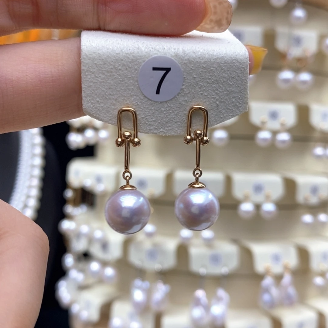 耳饰银S925镶嵌淡水珍珠