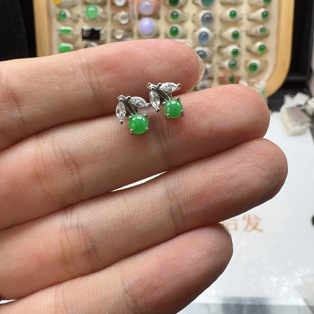 银S925镶嵌戒指翡翠天然缅甸翡翠A货