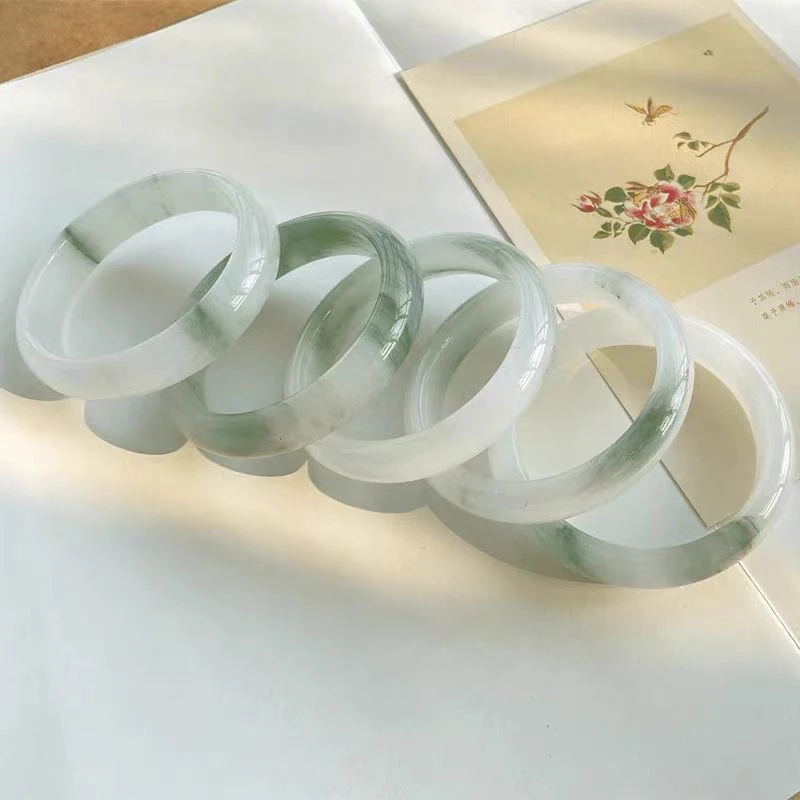 【正品保真】新疆天然玉石天山翠玉飘花手镯多样性拍一发一