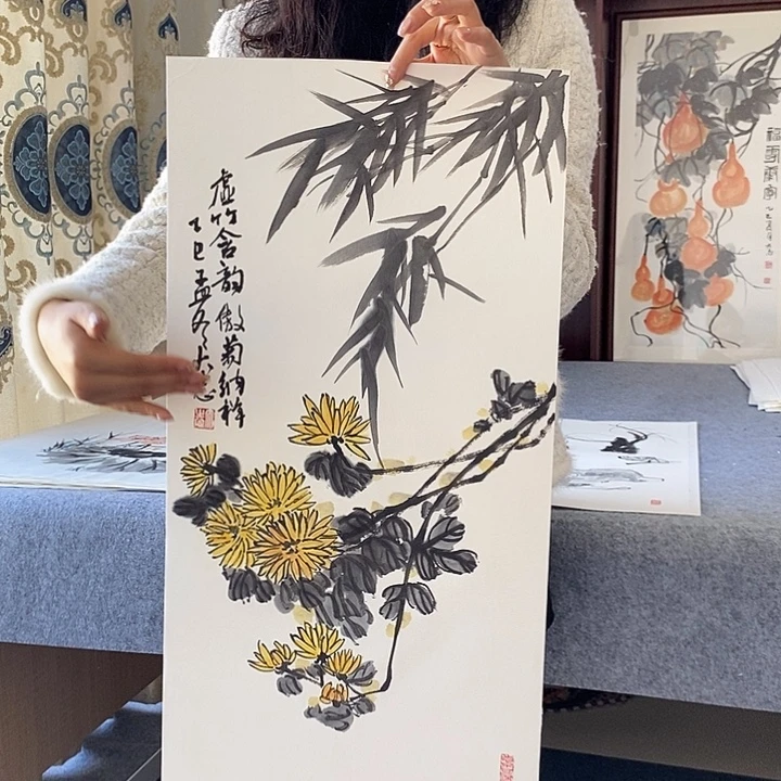 国画纯手绘国画写意作品34*68
