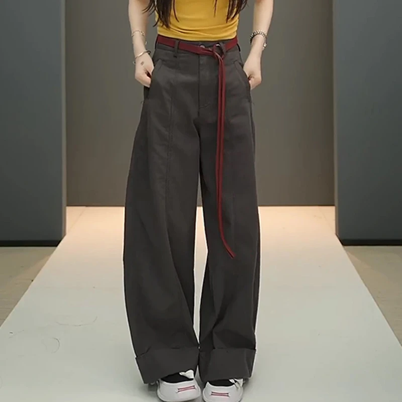 美式复古风工装休闲裤女2025春秋新款韩版洋气减龄气质直筒阔腿裤