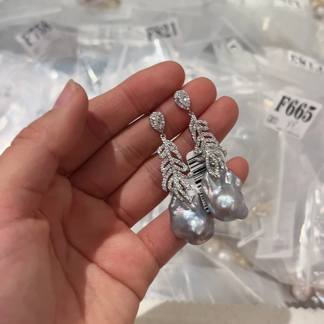 淡水珍珠耳饰合金