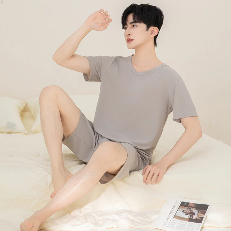 男士睡衣夏季短袖夏款冰丝薄款青少年中年可外穿夏天家居服套装