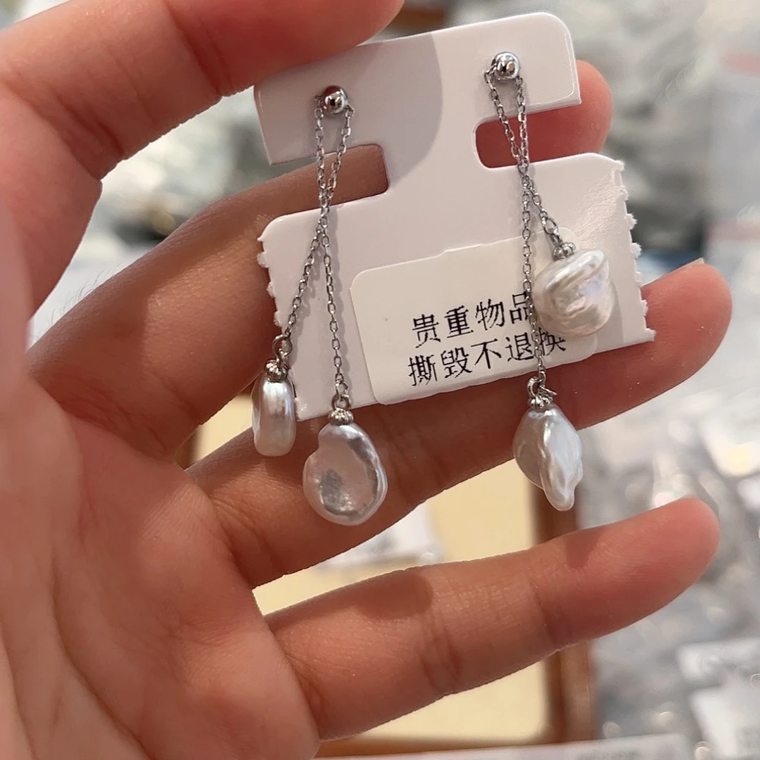 银S925镶嵌淡水珍珠耳饰