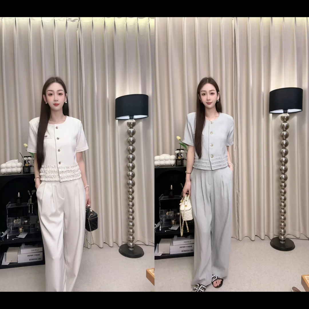 （玉熙专属）棉麻套装女夏亚麻高端新款爆款轻奢高级感阔腿裤两件套