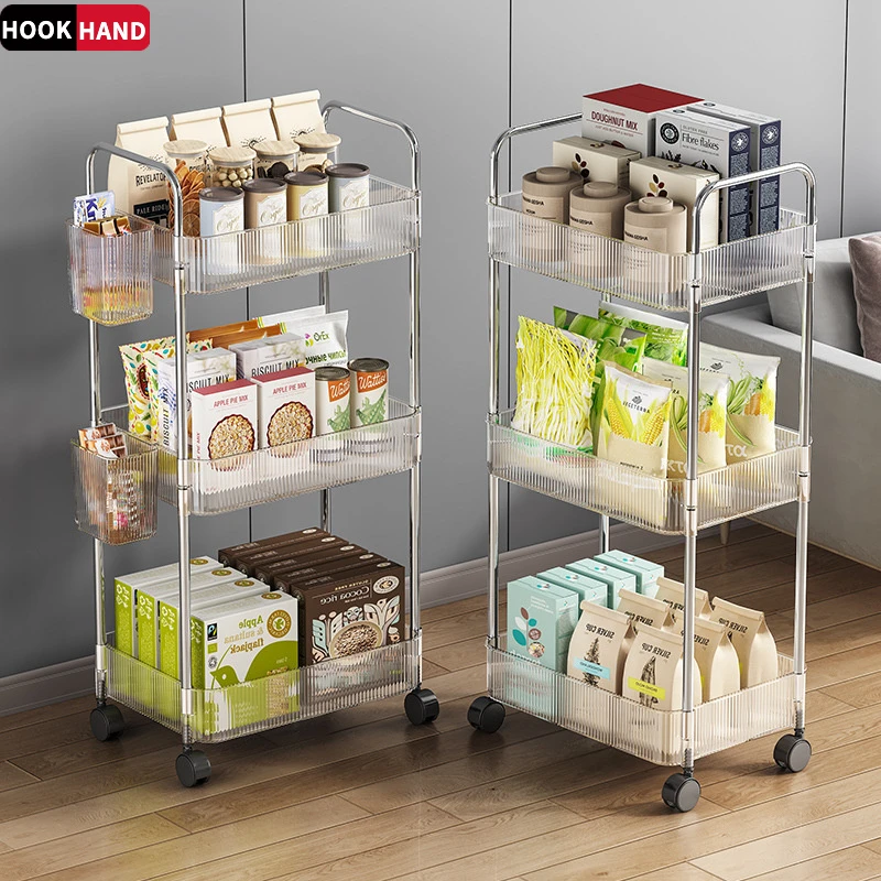 亚克力零食小推车置物架落地移动浴室卫生间收纳盒多层化妆品柜子