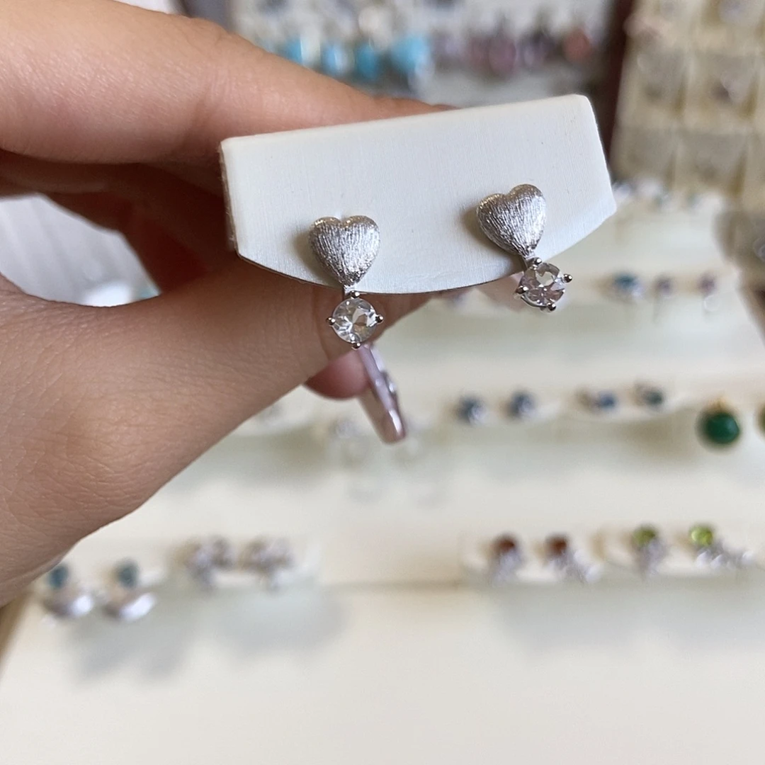 旧***。烟晶戒指银S925镶嵌马岛耳钉