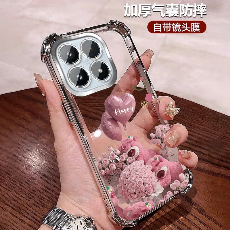 卡通玫瑰适用小米17promax手机壳四角防摔mi17全包带镜头膜公主风