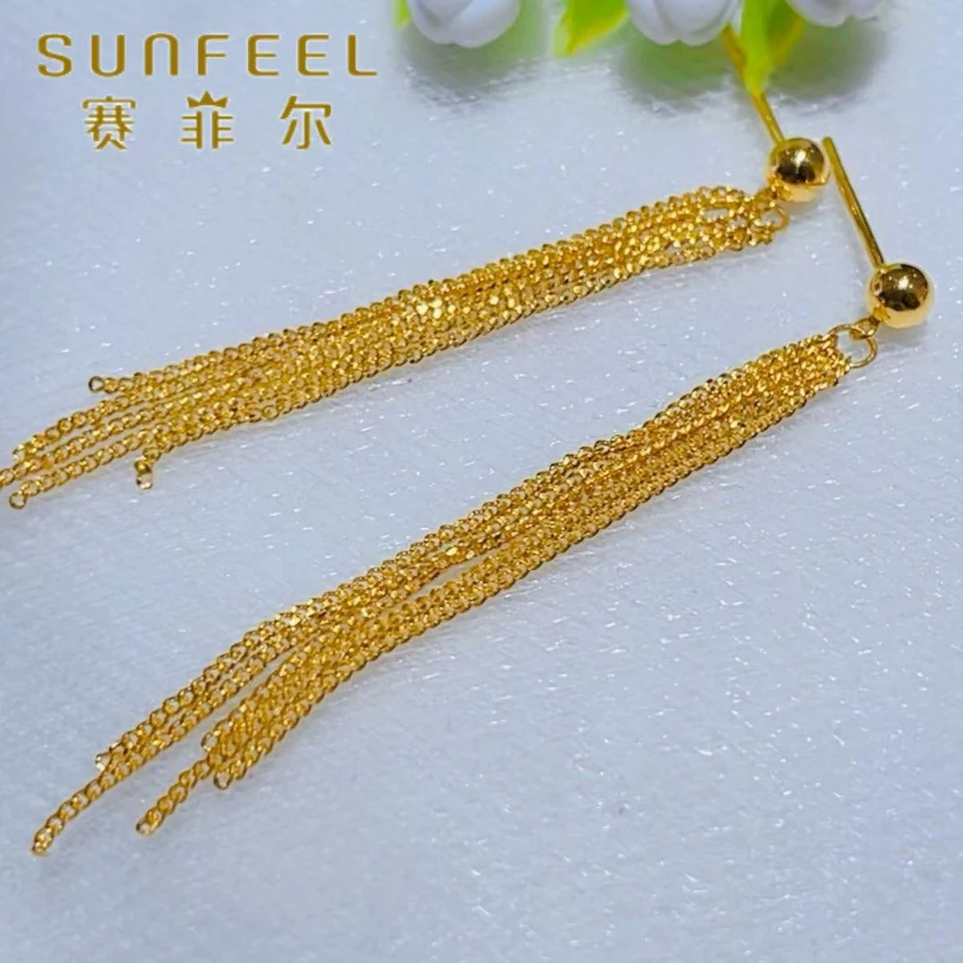 SUNFEEL/赛菲尔黄金足金金珠流苏黄金耳饰甜美风耳坠5G精工