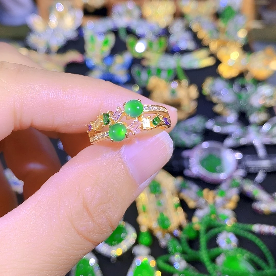 吊坠(不含链)银S925镶嵌翡翠