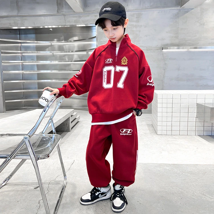男童套装春季新款中大童男孩休闲运动洋气帅气韩版时尚两件套潮