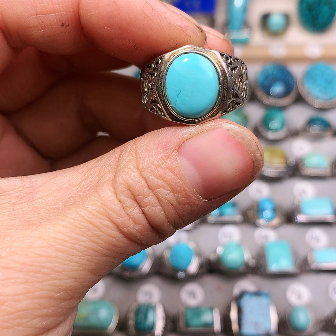 绿松石挂件银S925镶嵌