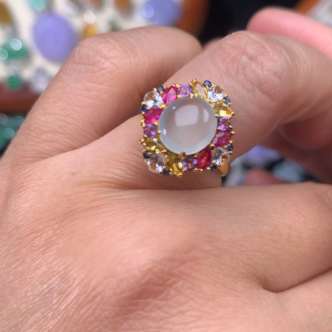 翡翠吊坠(不含链)18K金镶嵌