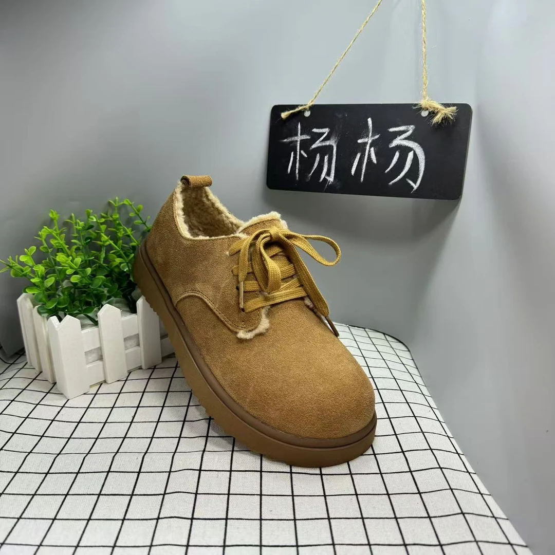 加绒毛毛鞋2024新款冬季大头保暖棉鞋系带女鞋1178