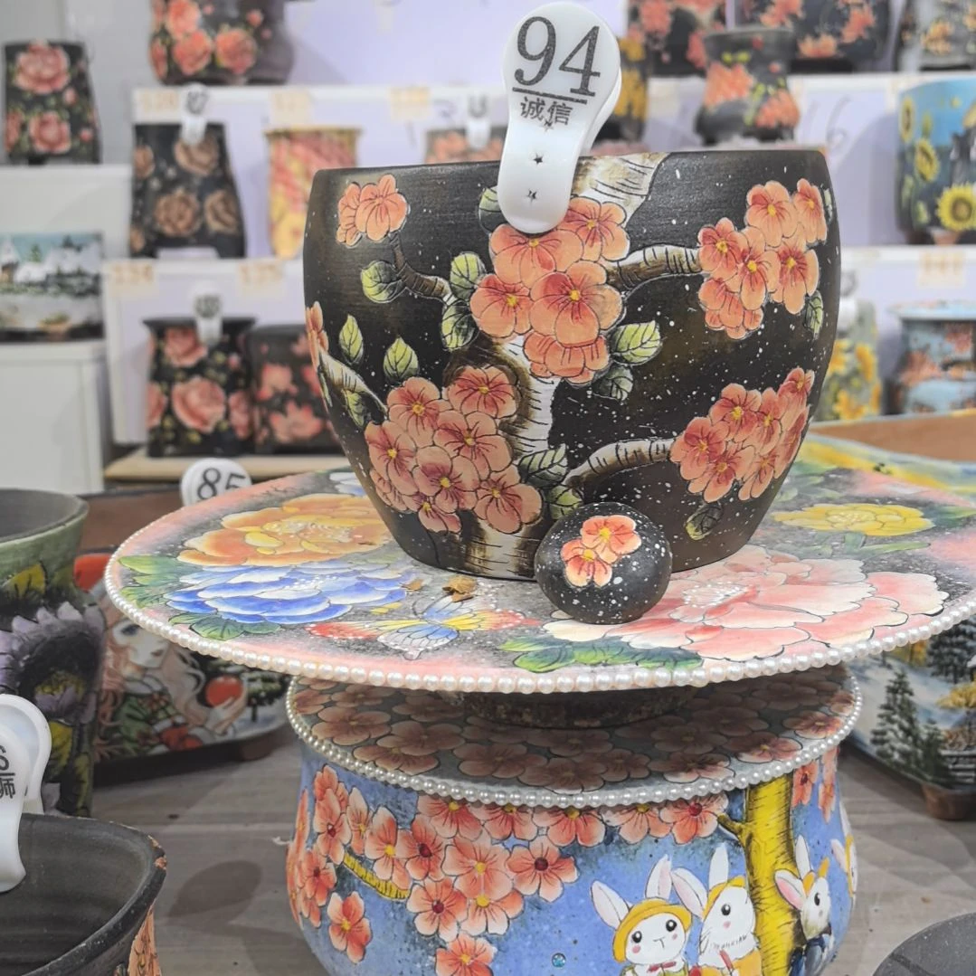 红泥花盆景德镇花盆