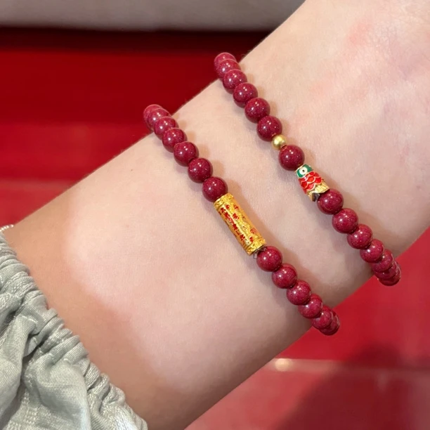 含辰砂工艺品2025本命年岁岁灵符纯银手绳朱砂（蛇、虎、猴、猪礼物砂