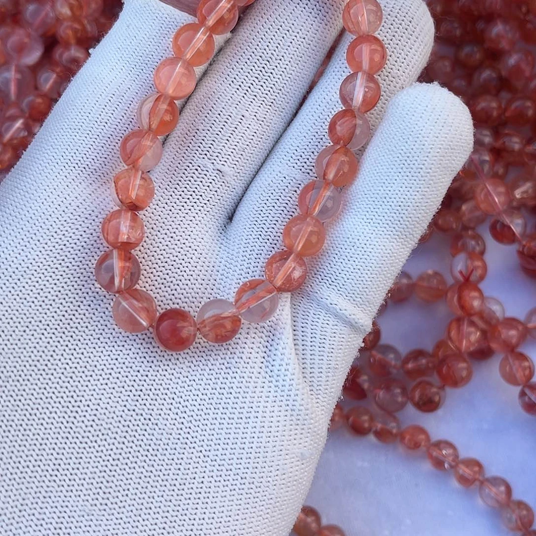 烟晶戒指银S925镶嵌筱*越红浇花手串