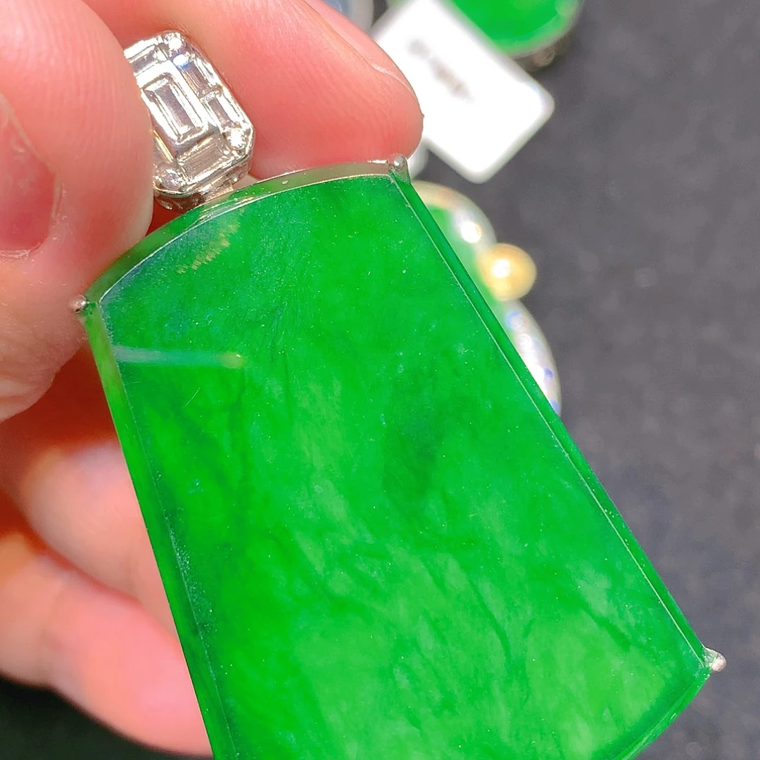 吊坠(不含链)银S925镶嵌翡翠翡翠