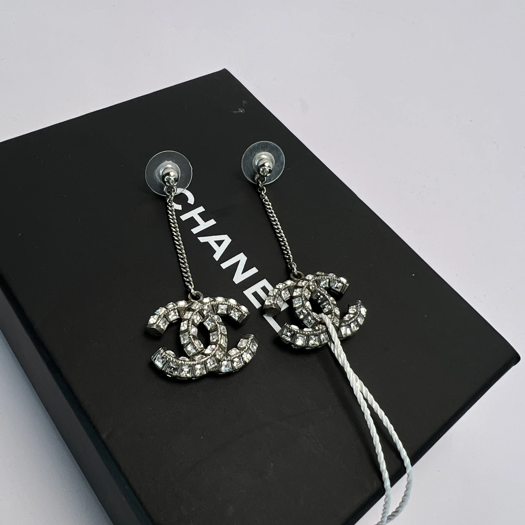 95新 Chanel/香奈儿 大方钻双C耳钉/2554