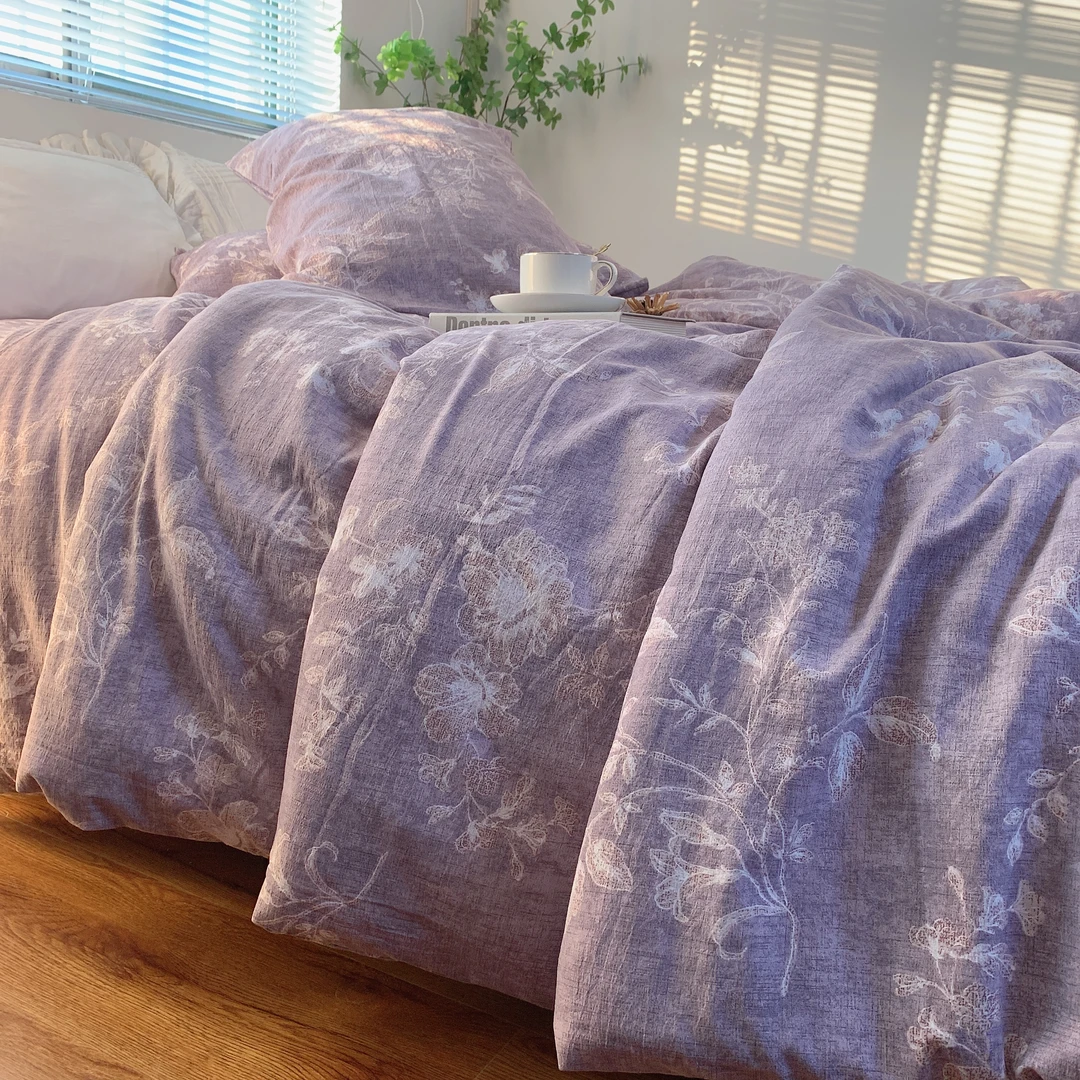 【紫墨】原单A类加厚小辣椒双层纱磨毛提花印工艺款四件套床品