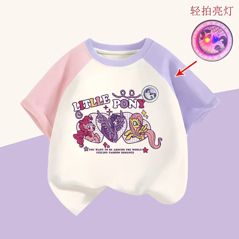 纯棉儿童衣服装女童短袖T恤宝宝夏装小女孩插肩撞色宝莉潮牌童装